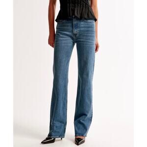 NWT Abercrombie High Rise 90S Relaxed Jean Medium Wash Plus Size 36 Short Petite